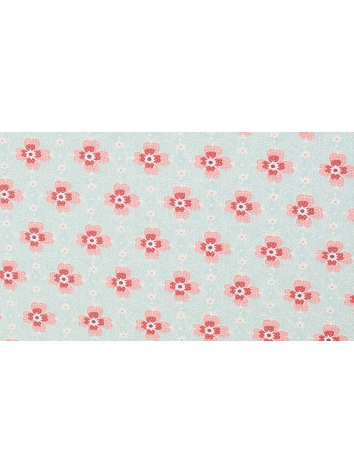 REINE BAUMWOLLE BLUMENMUSTER BAUMWOLLSTOFF - Rosa-Mint