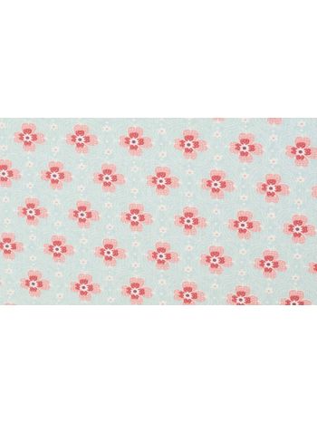 REINE BAUMWOLLE BLUMENMUSTER BAUMWOLLSTOFF - Rosa-Mint